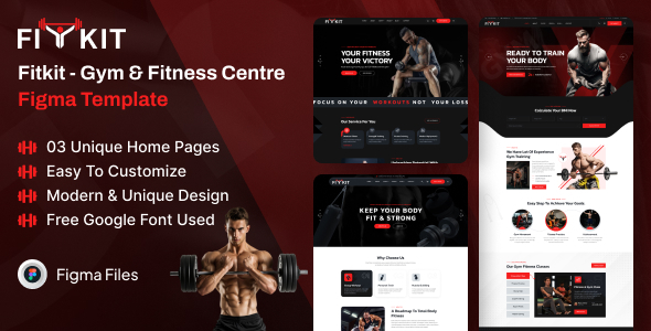 Fitkit – Gym & Fitness Centre Figma Template