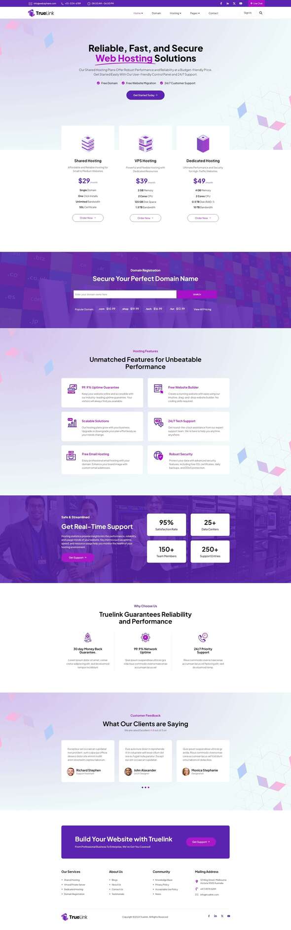 TrueLink - Web Hosting Elementor Template Kit