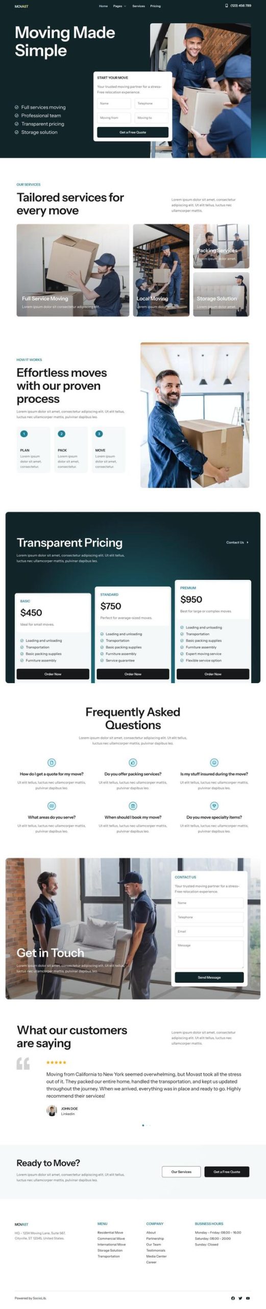Movast - Moving & Relocation Services Elementor Template Kit