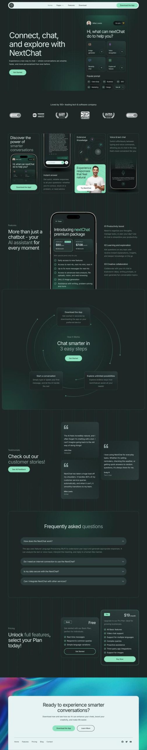 NextChat - AI Chat Mobile App Showcase Elementor Template Kit