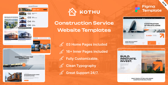 Kothu - Architect, Building Construction Company Website Figma UI Template