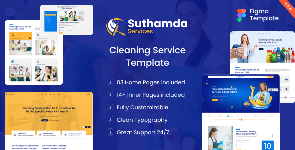 Suthamda - Cleaning Services Figma Template product preview
