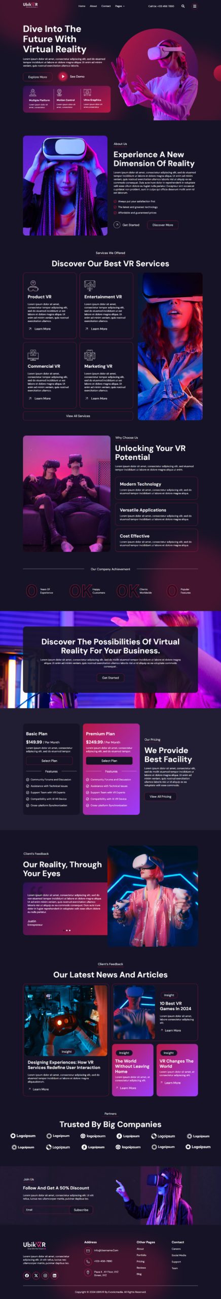 UbikVR - Virtual Reality Services Elementor Template Kit