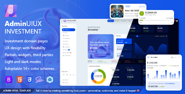InvestmentUIUX Finance and Investment Bootstrap 5 Admin Dashboard HTML Angular 21 Starter Template