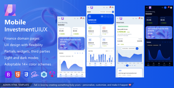 Mobile InvestmentUIUX Finance Wallet App Bootstrap 5 HTML Template Angular 21 Starter kit