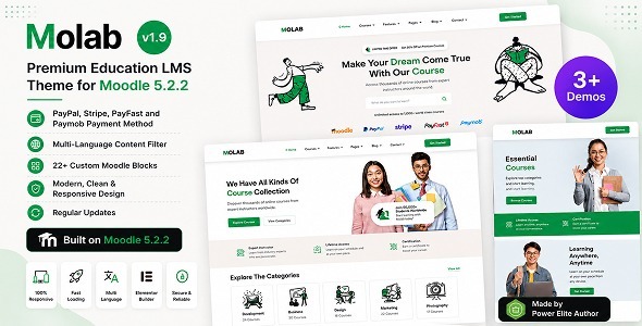 Molab - Moodle 5 Education LMS Theme with Bootstrap 5 Responsive Design
