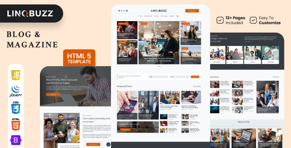 Linqbuzz  - Blog & Magazine HTML5 Template