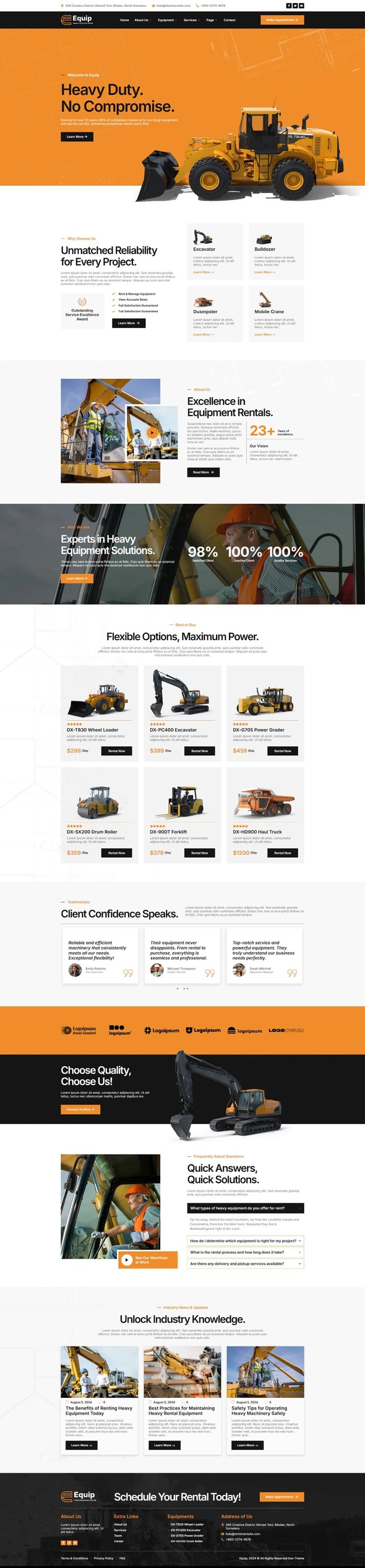 Equip - Heavy Equipment Rental Elementor Template Kit