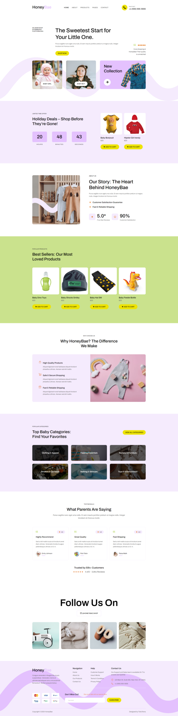 HoneyBae - Baby Shop Ecommerce Elementor Pro Template Kit