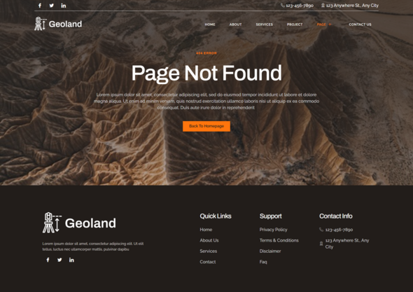 Geoland - Land Surveying & Digital Mapping Elementor Template Kit
