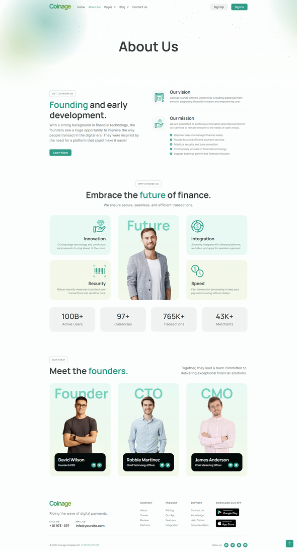 Coinage - E-Wallet & Payment Gateway Elementor Pro Template Kit