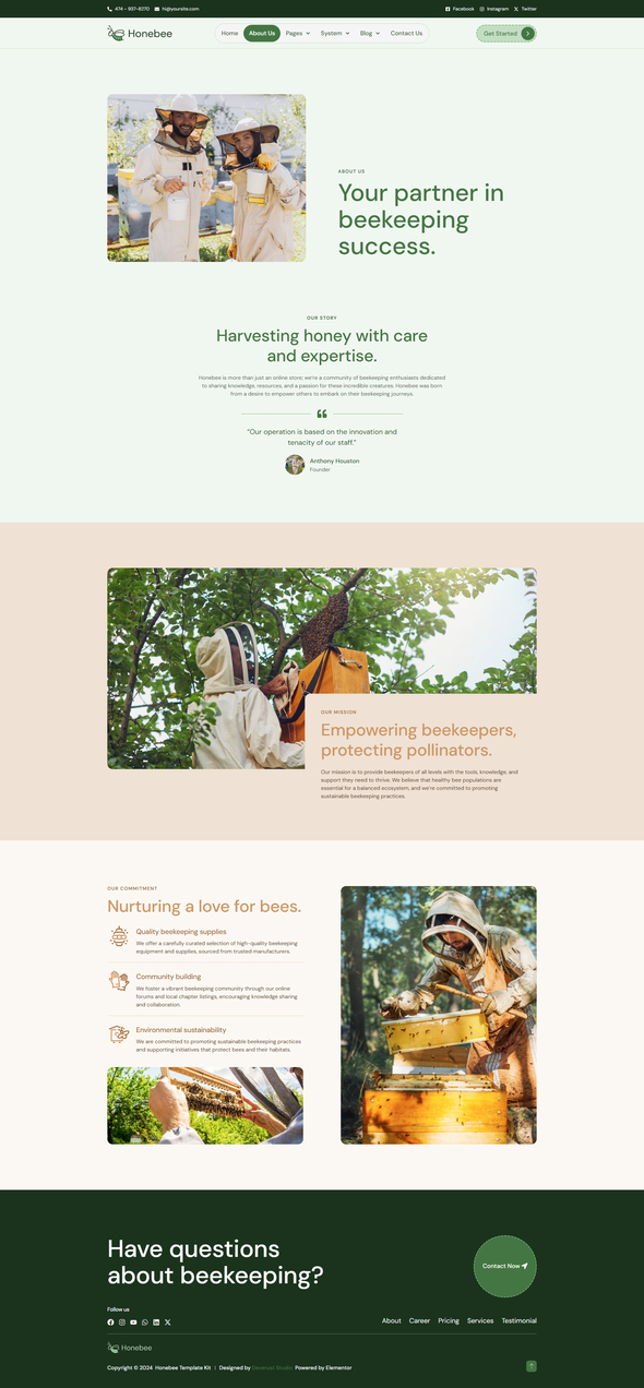 Honebee - Beekeeper Elementor Template Kit