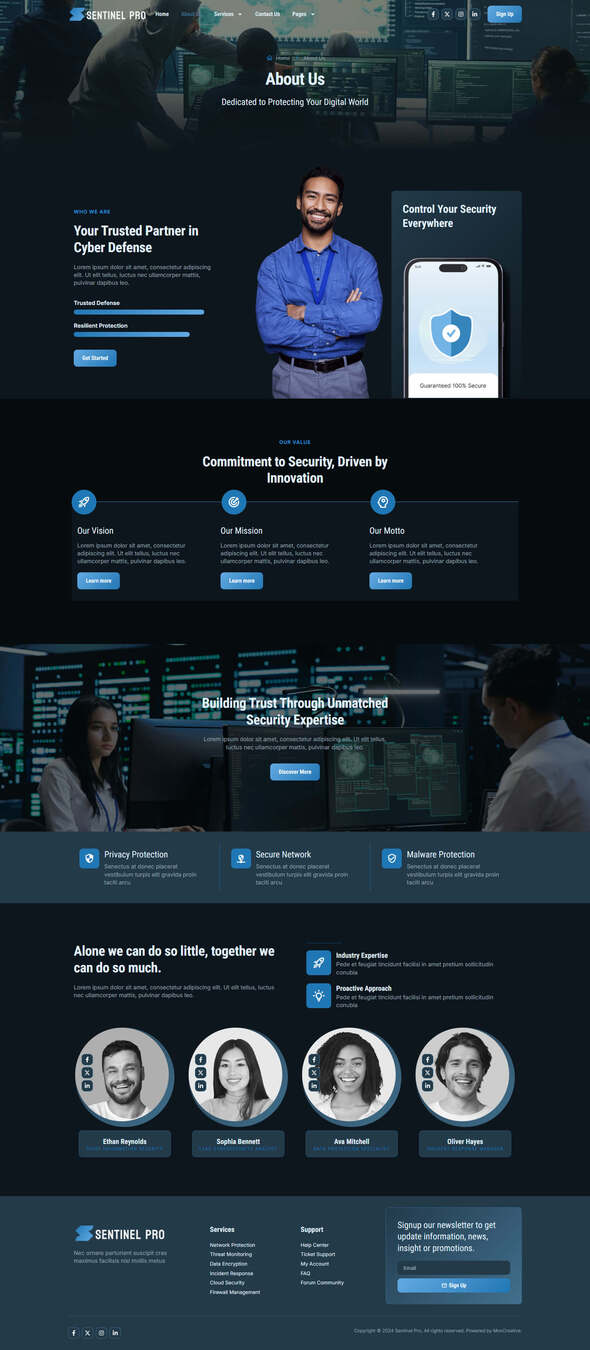 Sentinel - Cyber Security Services Elementor Pro Template Kit listing image