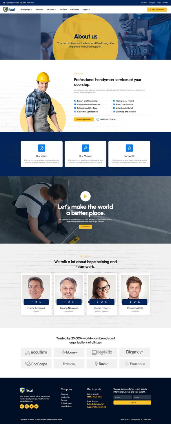 FixAll - Handyman & Repair Service Elementor Pro Template Kit