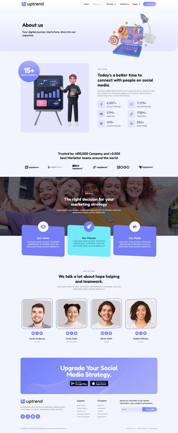 UpTrend - Social Media Marketing Agency Elementor Template Kit