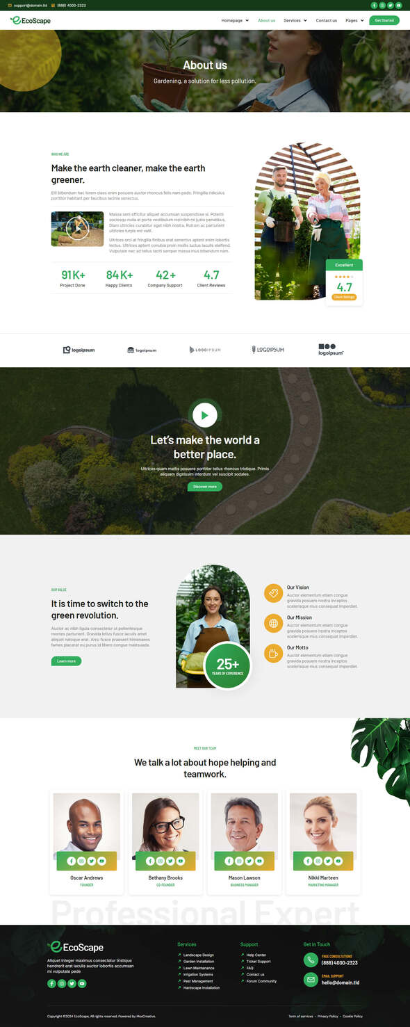 EcoScape - Gardening & Landscape Elementor Pro Template Kit