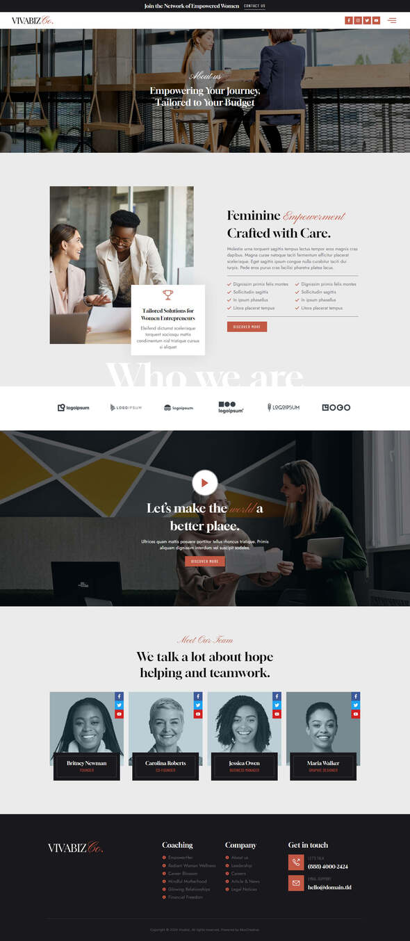 Vivabiz - Feminine Business Coaching Elementor Template Kit