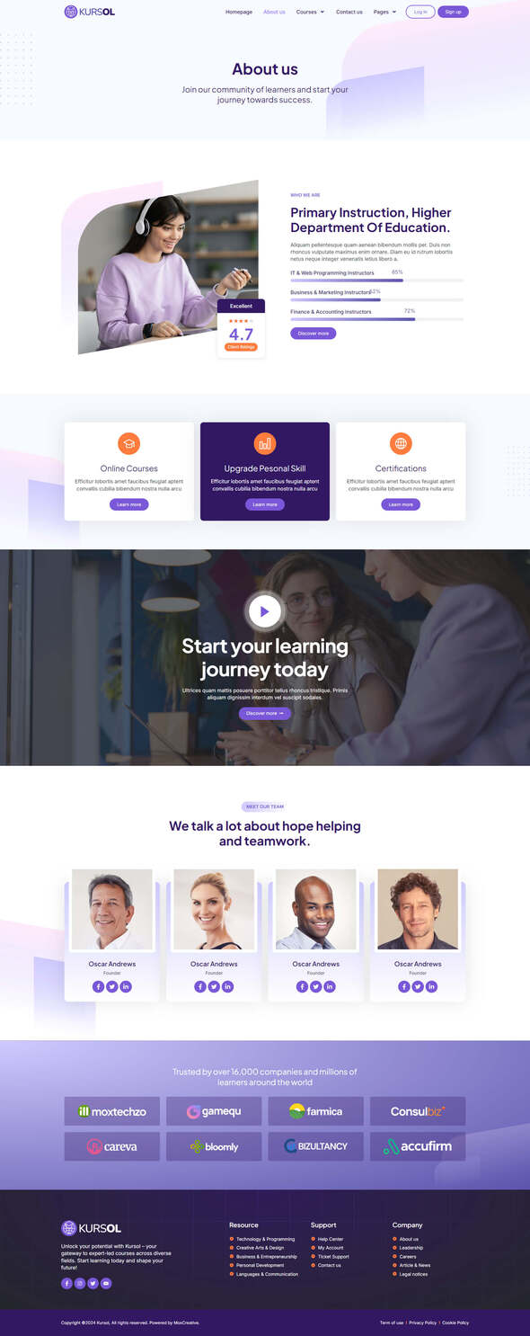Kursol - Online Course & Education Elementor Pro Template Kit
