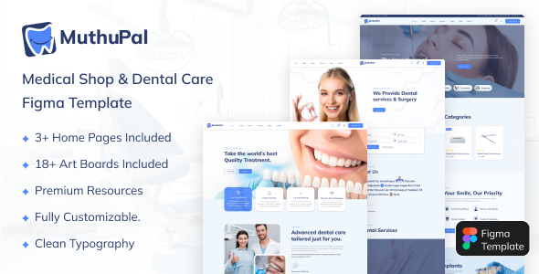MuthuPal - Dental Clinic, Medical Website Figma UI Template