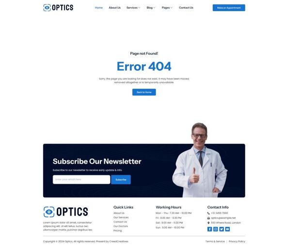 Optics - Optometrist & Eye Care Elementor Template Kit