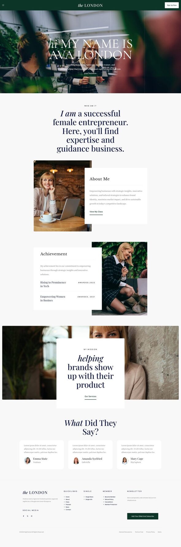 London - Feminine Business Coach Elementor Template Kit