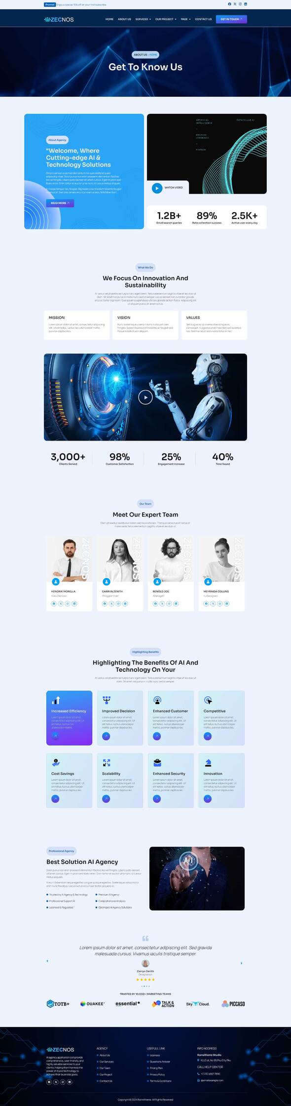 Zecnos - AI Agency & Technology Elementor Template Kit