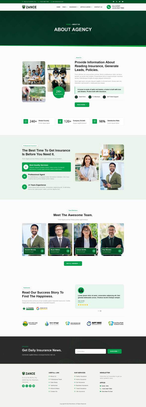 Zance - Insurance Agency Elementor Template Kit