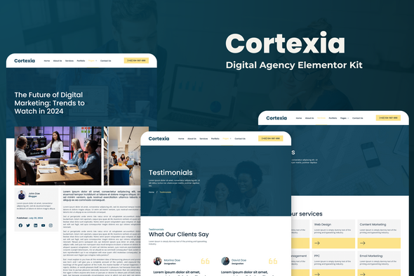 Cortexia - Digital Agency Elementor Template  Kit