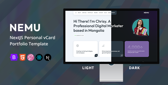 Nemu - NextJS Personal vCard/Portfolio Template
