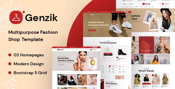 Genzik - Clean Fashion Ecommerce Site Template