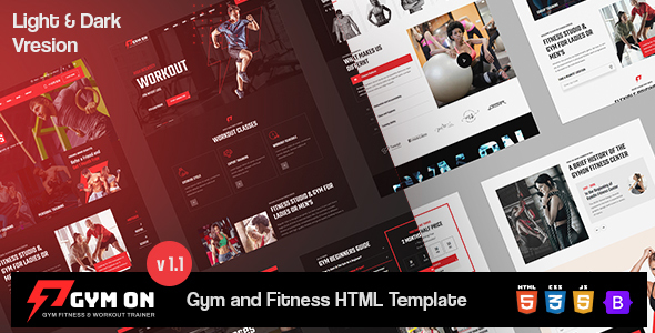 GymOn - Gym and Fitness Club HTML Template listing image