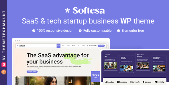 Softesa - Saas Software Startup Business Elementor WordPress Theme