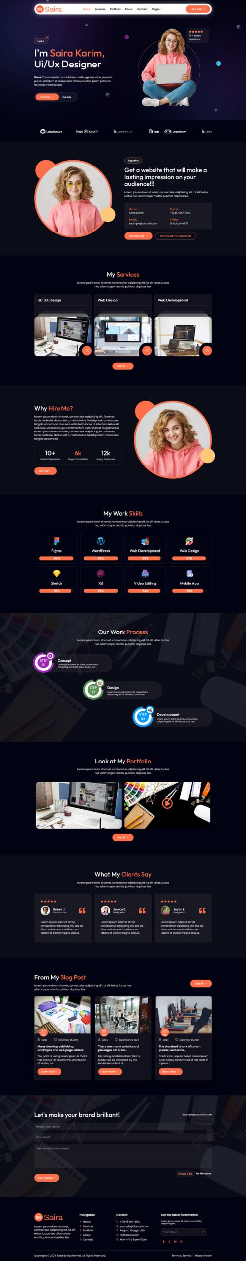 Product preview supplied for Saira – Personal Portfolio Elementor Template Kit