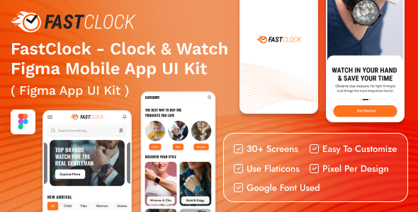FastClock - Clock & Watch Figma Mobile App UI Kit