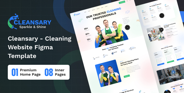 Cleansary- Cleaning Website Figma Template listing image