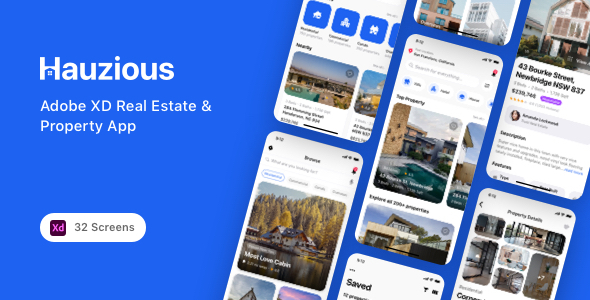 Hauzious - Adobe XD Real Estate & Property App