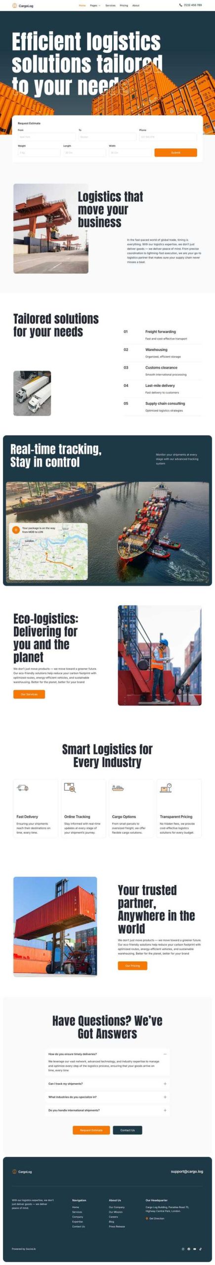 CargoLog - Logistic Cargo & Transportation Elementor Template Kit