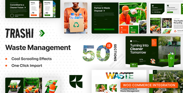 Trashi - Waste Management & Recycling Elementor Pro Template Kit