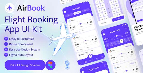Airbook - Flight Booking mobile App UI Kit