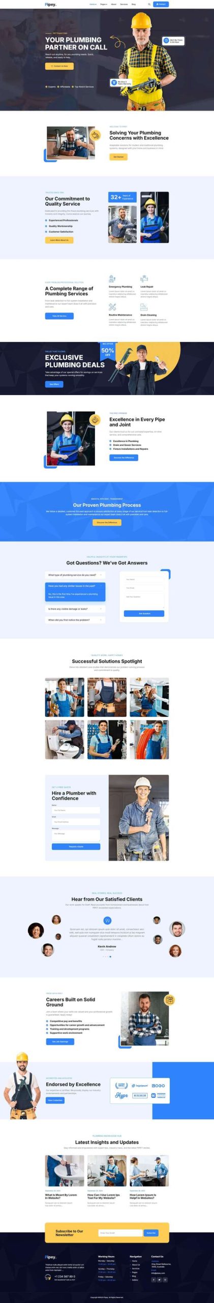 Pipey - Plumber Services Elementor Template Kit