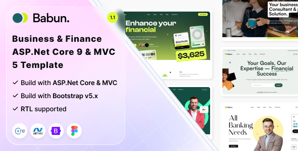 Babun - Business & Finance Responsive ASP.Net Core 9 & MVC 5 + RTL Template listing image