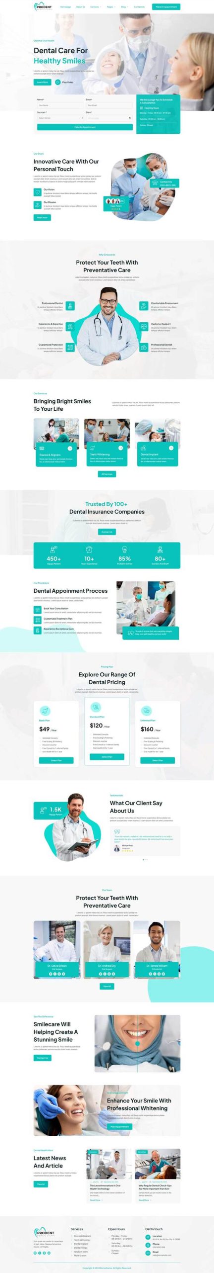 Prodent - Dentist Dental Care Elementor Template Kit