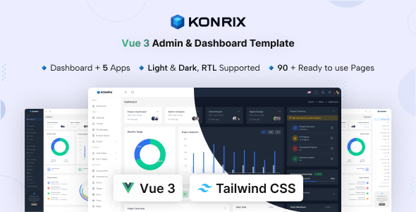 Product preview supplied for Konrix - Vue Admin & Dashboard Template (Vue 3)