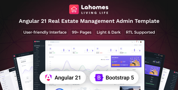 Lahomes - Angular 21 Real Estate Management Admin Dashboard Template