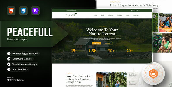 Peaceful - Nature Cottage & Camping HTML Template listing image