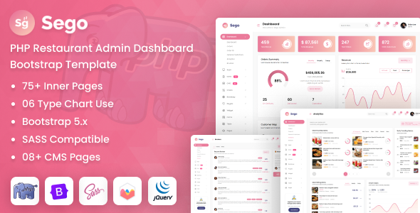 Preview image for Sego - PHP Restaurant Admin Dashboard Bootstrap HTML Template