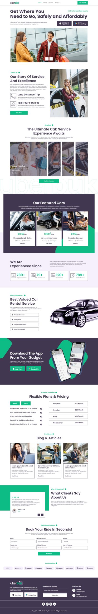 Uberbuk – Taxi Company & Online Cab Service Elementor Template Kit