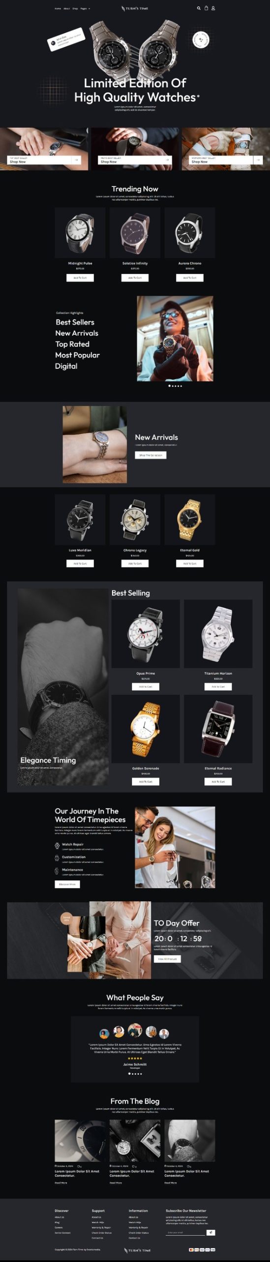 Turnstime - Modern Hand Watch Shop eCommerce Elementor Pro Template Kit