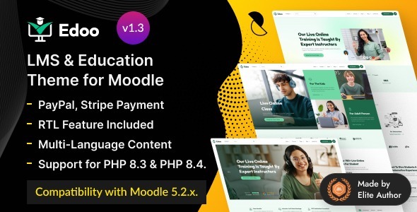 Edoo | Moodle 5 LMS Theme for Education, Online Courses & eLearning