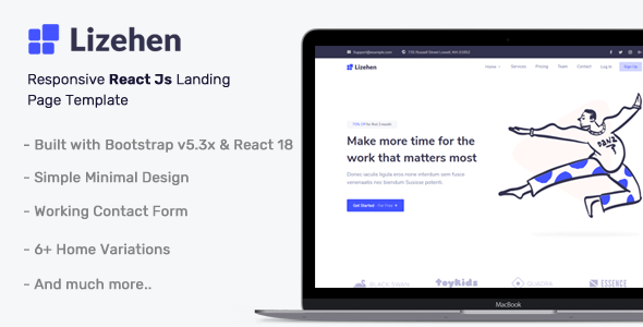 Lizehen - React Landing Page Template